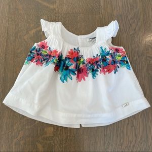 Gaultier Bebe 18m White Sleeveless Girls Top with Floral print